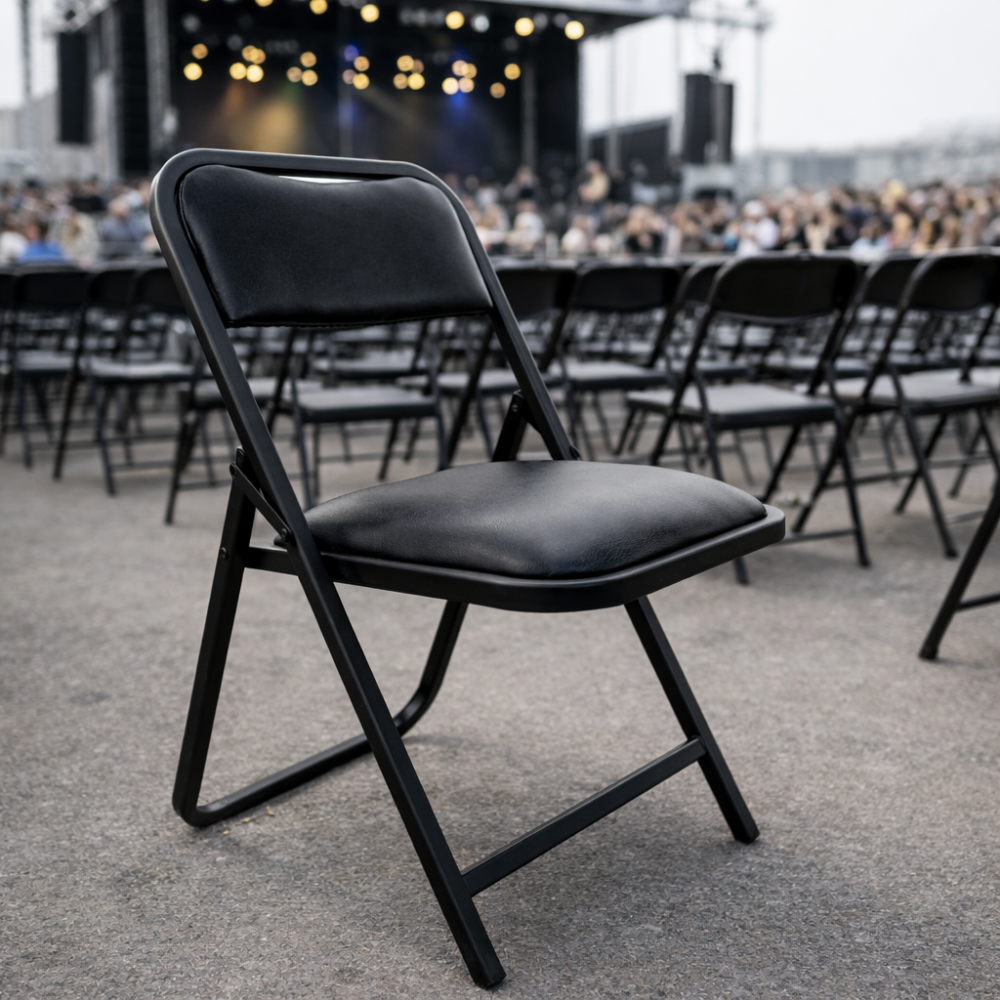 silla plegable plástico duro negra