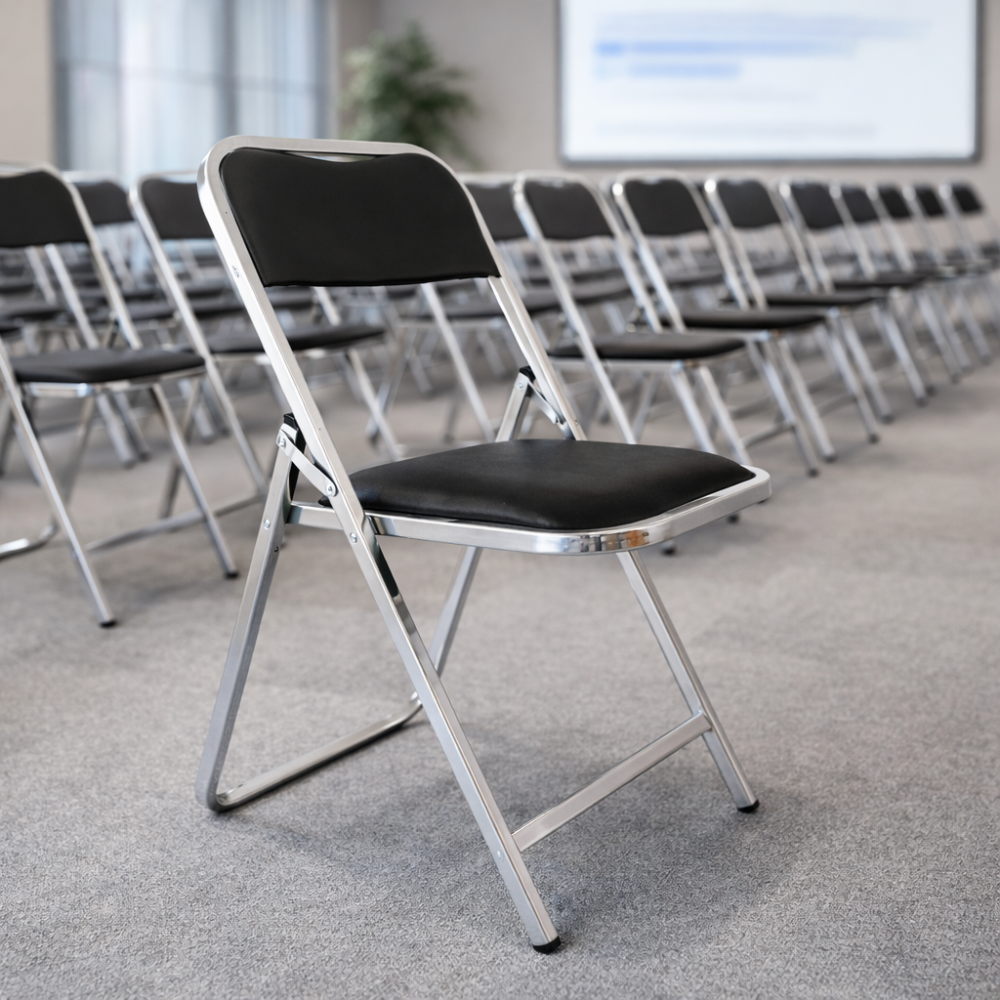 silla plegable acojinada cromada